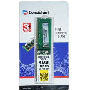 Consistent Desktop Ram 4GB DDR3 1600
