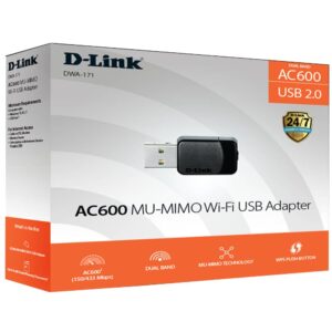 D-Link USB Wireless Adapter Dual Band 2.4 GHz or 5 GHz AC600 USB 2.0 DWA-171