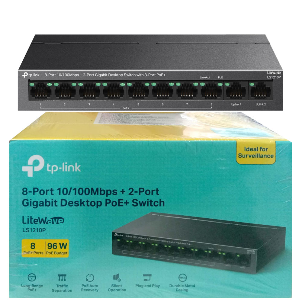TP Link POE Switch 8Port 2 Giga Switch 96W LS1210P - Image 2