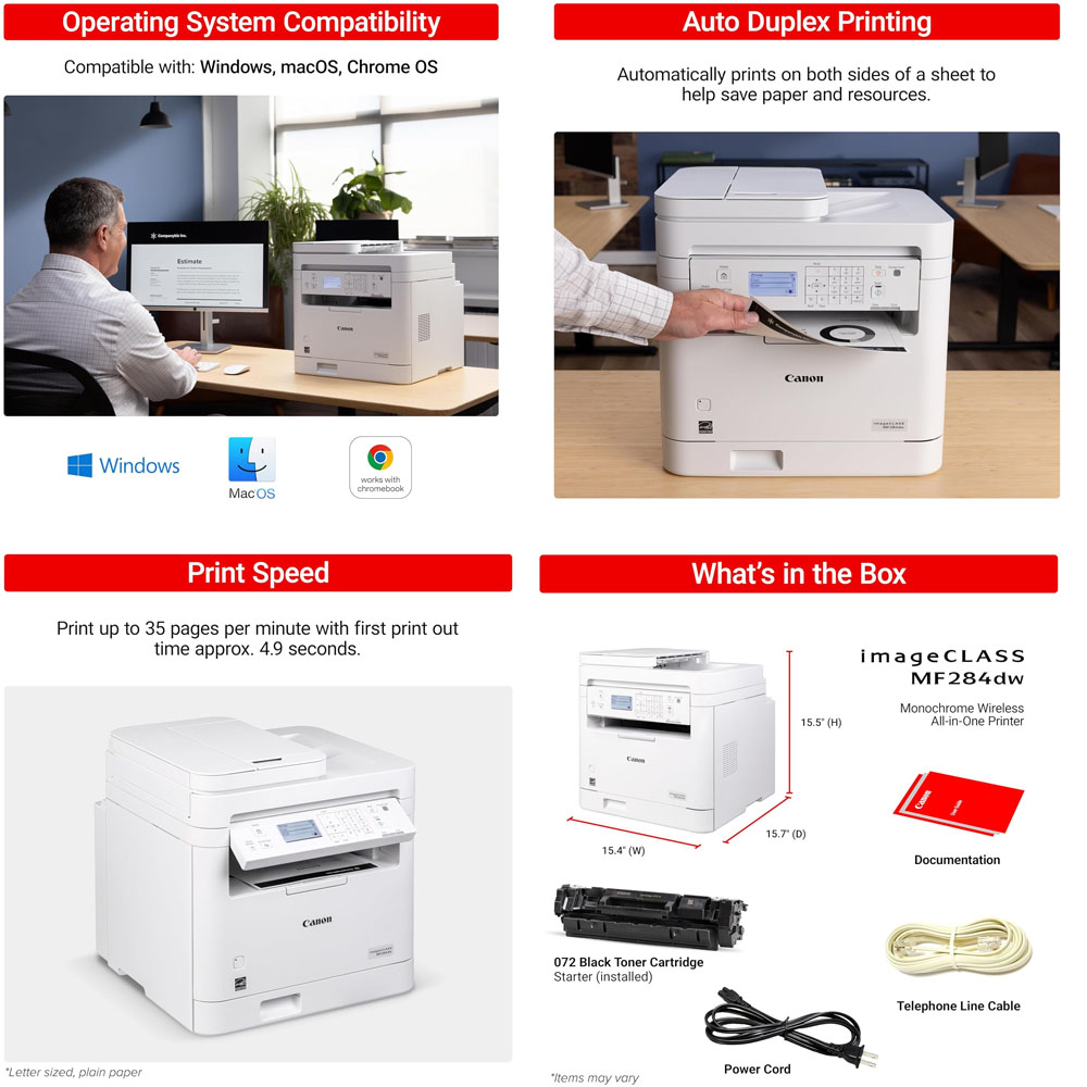 Canon Multifunction Laser Printer AIO Duplex ADF Wifi MF284DW - Image 5