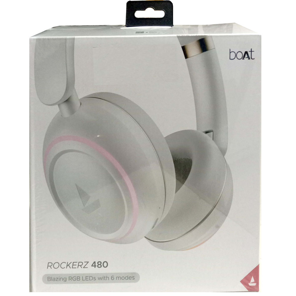 Boat Bluetooth Headphone Rockerz 480 RGB White Sabre - Image 4