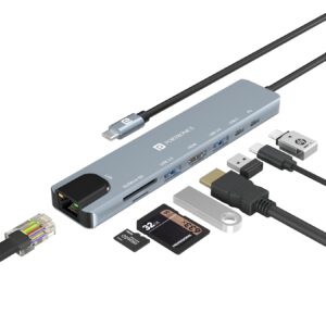 Portronics Type C to HDMI Lan USB Type C Connector MPort 8