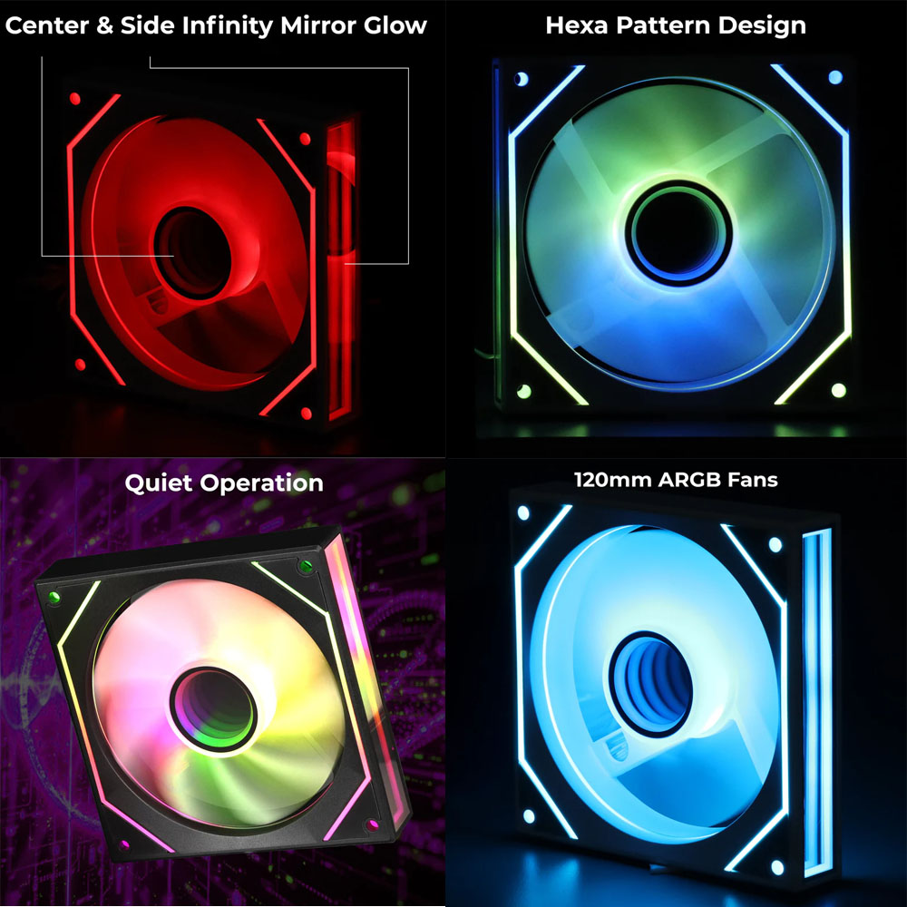 Zebronics Chasis Fan 3Fan ARGB 120mm PGF700B/W - Image 5