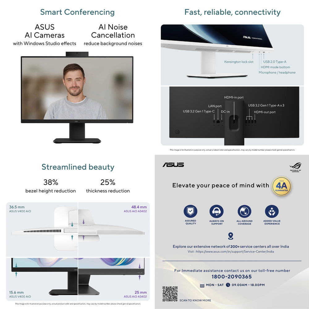 Asus All in One Desktop V440VA-KBPC043WS i5 13420H 16GB Ram 512GB SSD WIN11 MSO2024 24" Screen - Image 4