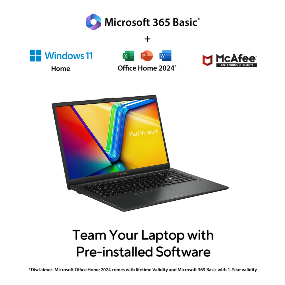 Asus Laptop E1504FA-BQ2490WS R5 7520U 16GB Ram 512GB SSD Windows 11 MSO24 15.6" Black - Image 3