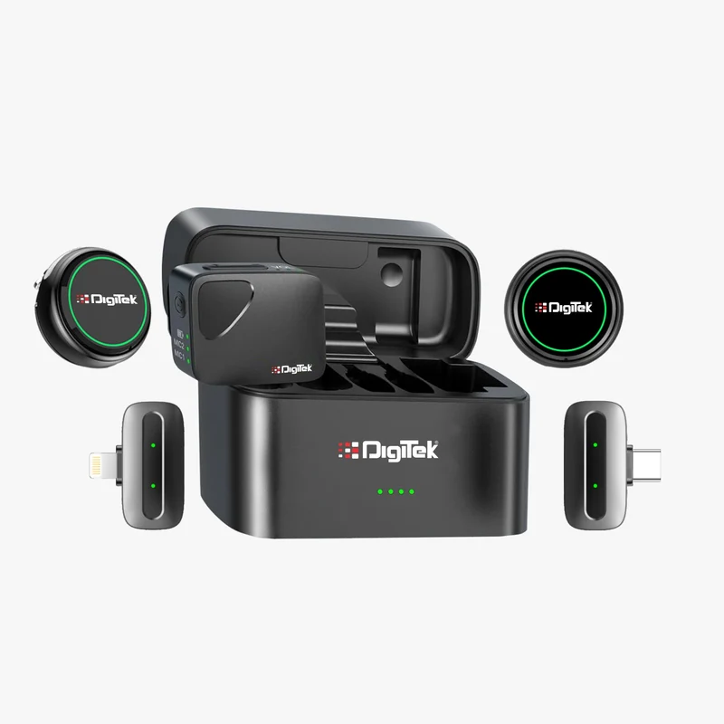 DigiTek Wireless Coller MIC & Type C Lightning & 3.5mm Receiver 2n Mic DWM-131